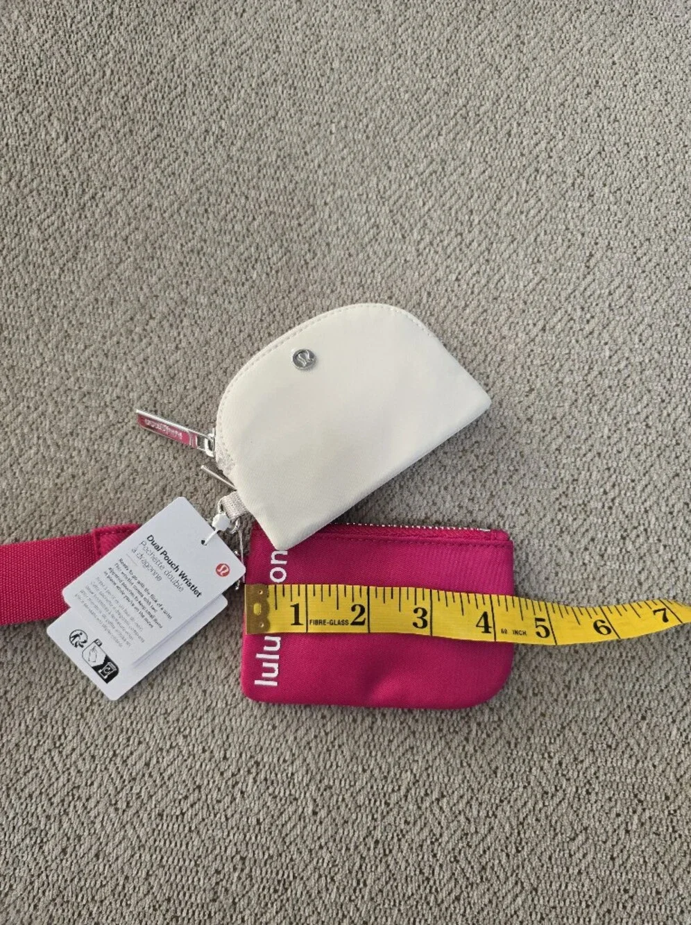 Lululemon PSNT/Bone Pink Off White Dual Pouch Wristlet